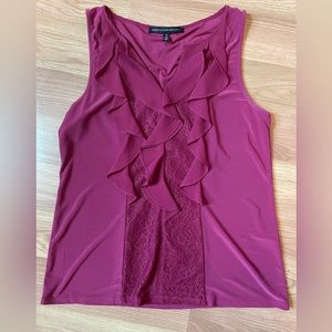 WHBM- Lace & ruffle front Tank top/Shell, wine color,  size medium